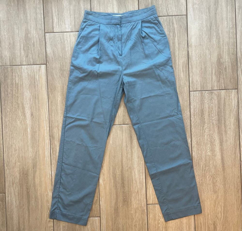 Norse Projects Disa Cotton Pleated Trousers 36 US 2 Blue Tapered High Rise